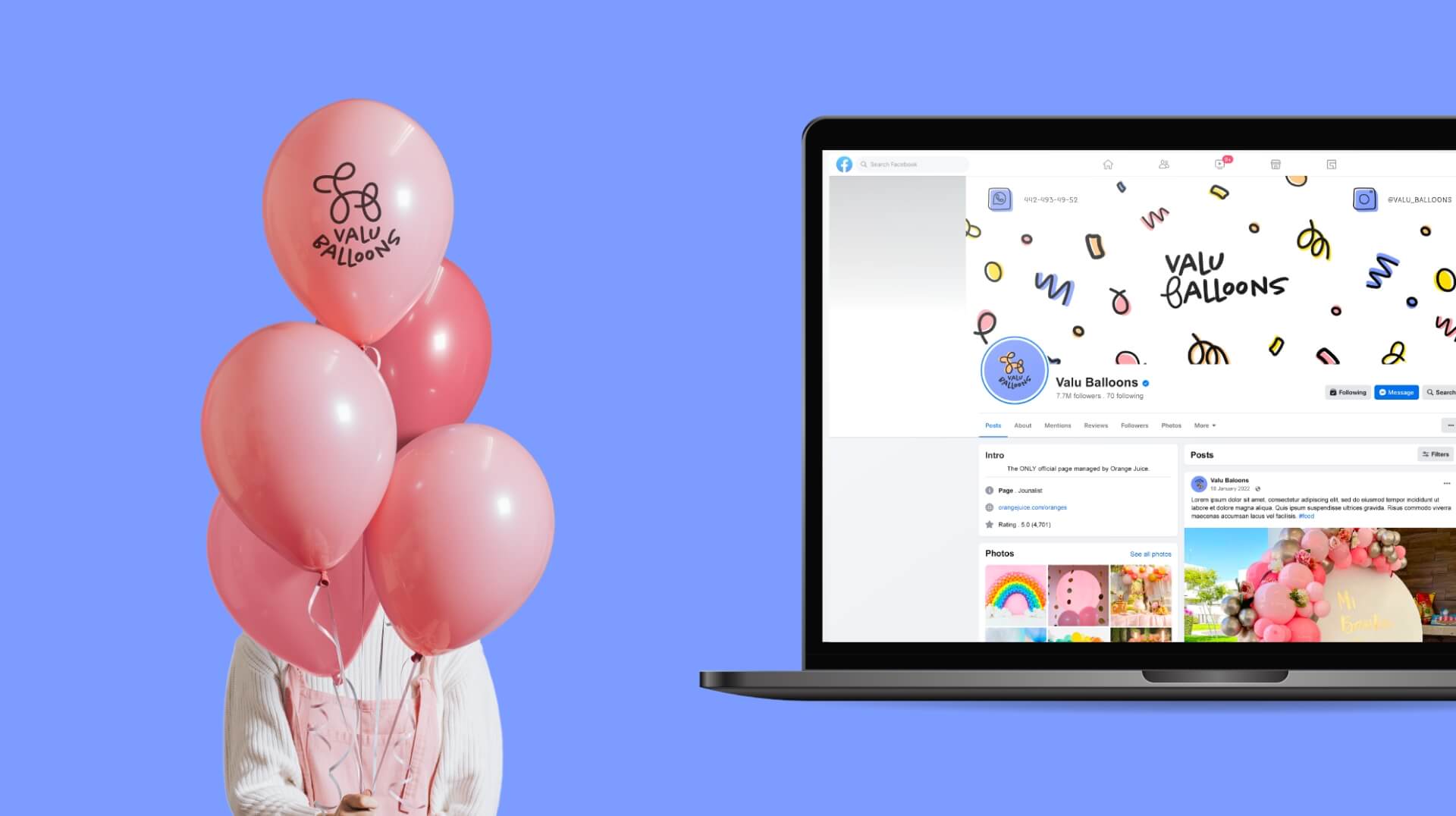 Diseño de identidad gráfica Estudio de diseño gráfico en querétaro Valu Balloons redes sociales