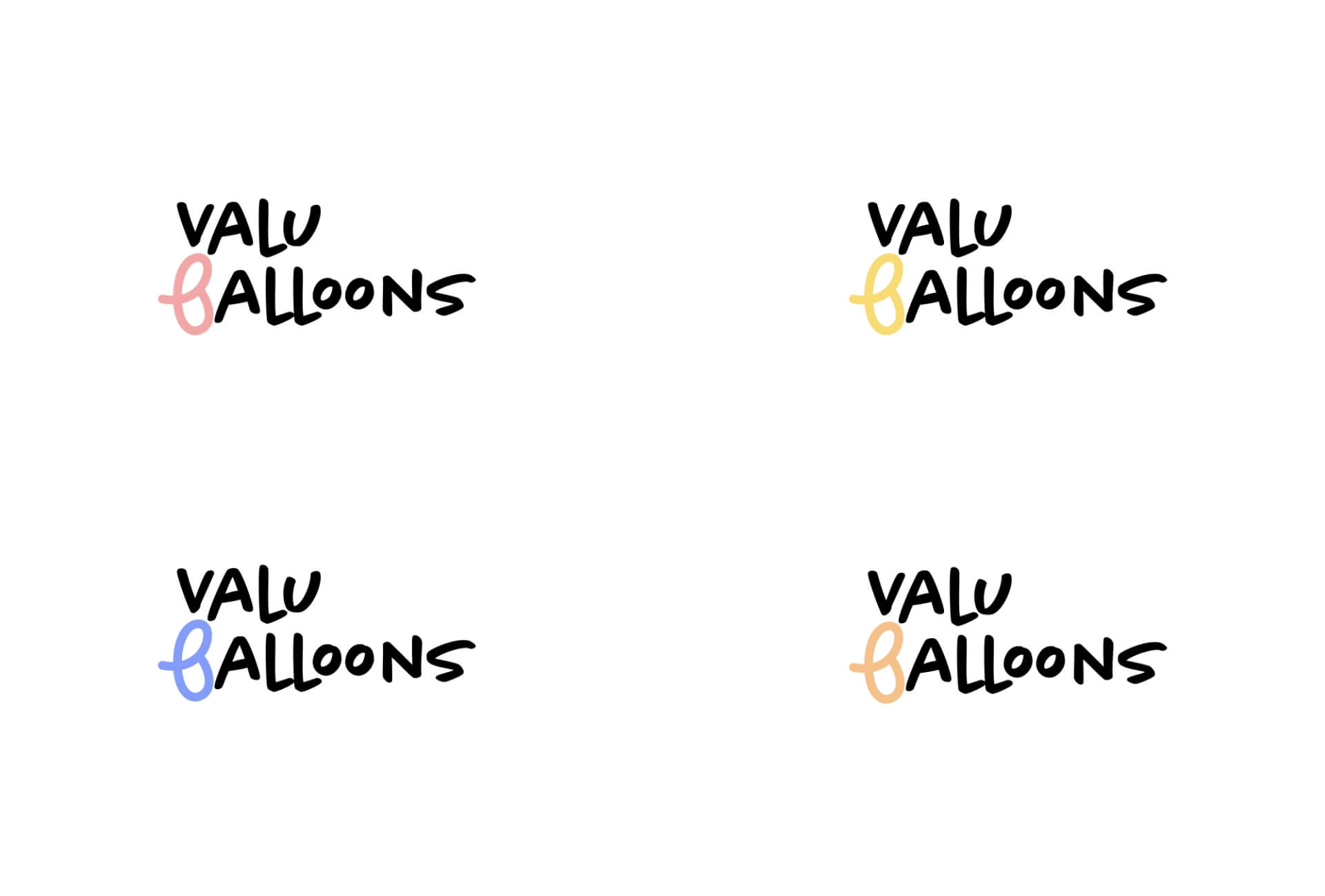 Diseño de identidad gráfica Estudio de diseño gráfico en querétaro Valu Balloons variantes logotipo