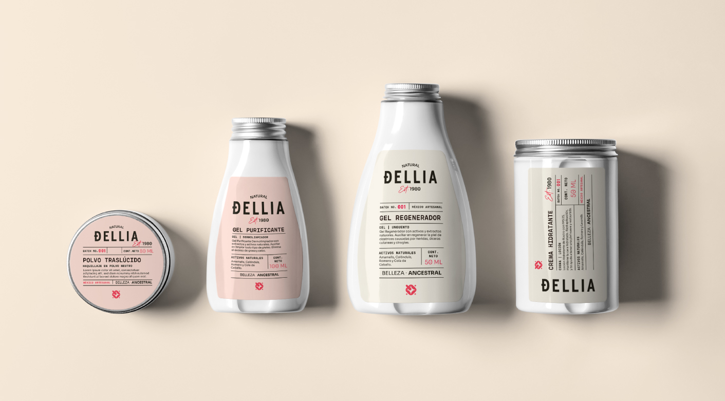 Diseño de identidad Dellia en tipos libres estudio de diseño gráfico